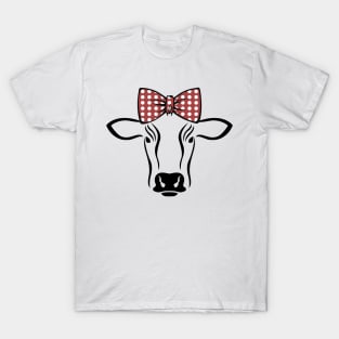 Cow Face With Bow Tie - Cute Lovely Animal For Farmhouse T-Shirt